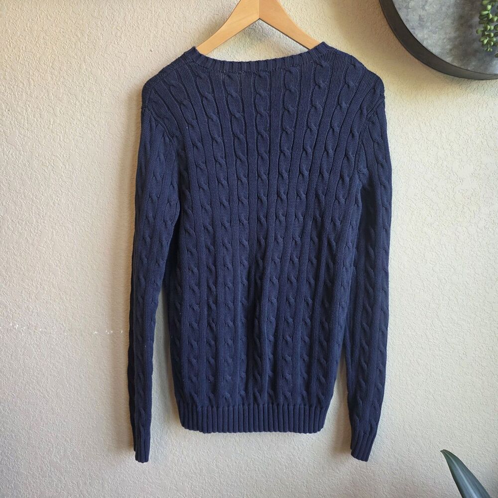 Ralph Lauren Womens Size Medium Navy Blue Cable Knit Sweater Cotton - Picture 3 of 5